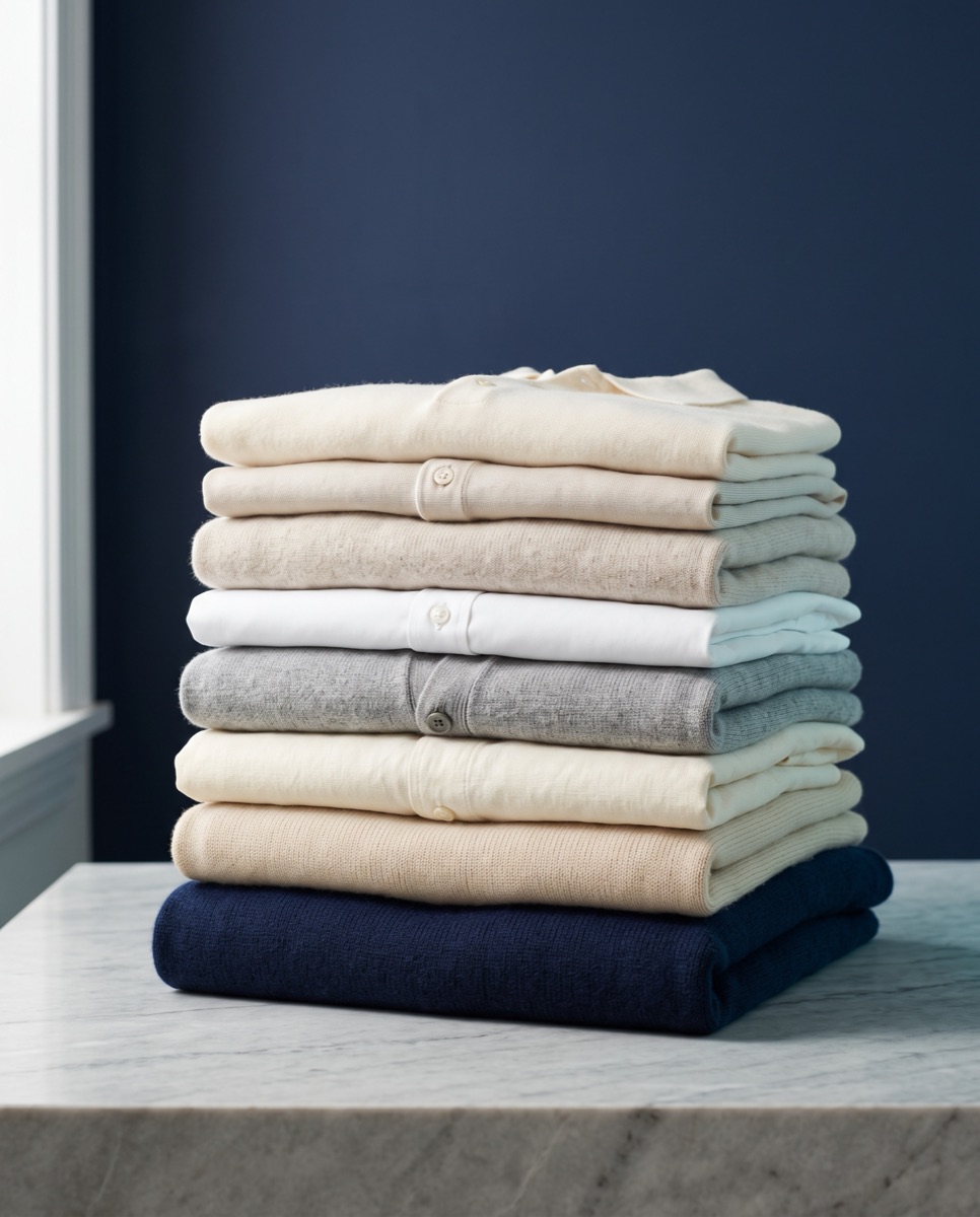 Neatly folded laundry stacked after premium wash and fold service