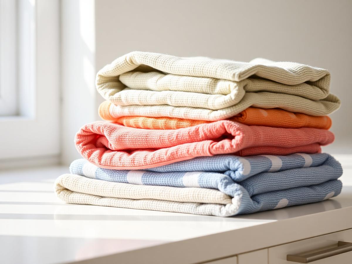 Clean folded pet towels and washable blankets
